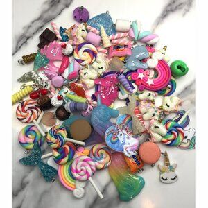 85 pc Kawaii Jewelry Charms Unicorn Rainbow Marshmallow Lollipop Keychain Charms
